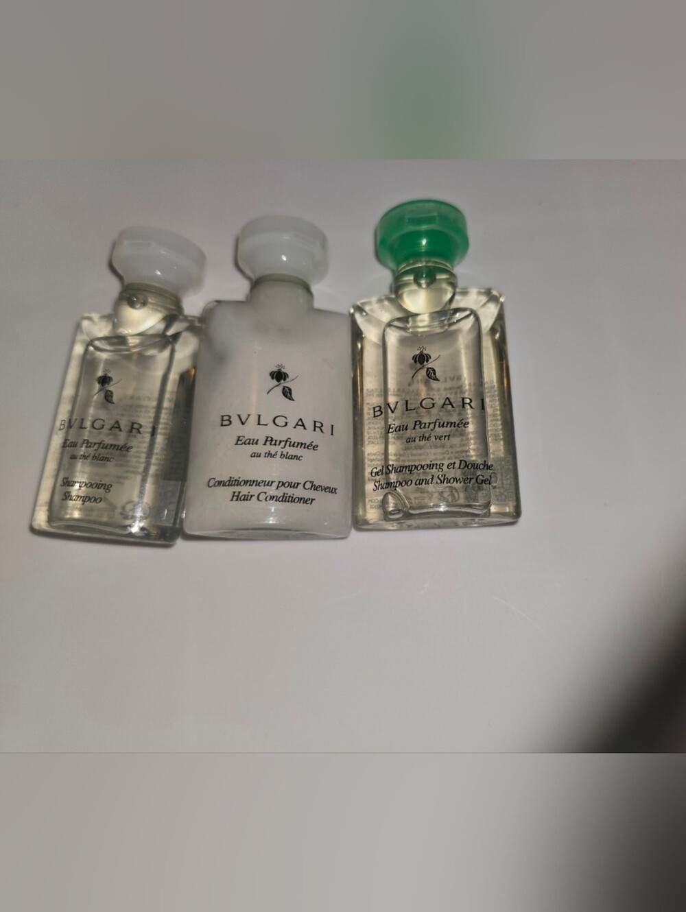 BVLGARI Eau Parfumée au thé vert Luxury Hotel Set – 3 Travel Size Bottles NEW